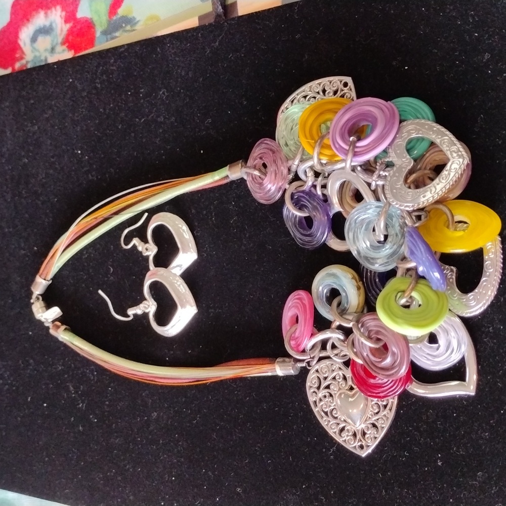 Hearts and Colorful Circles with Heart Earrings